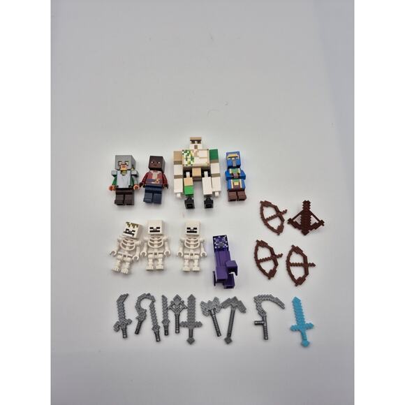 Lego Minecraft Dungeons 21176 Minifigures Iron Golem Enchanted Creeper Skeleton - Picture 1 of 8